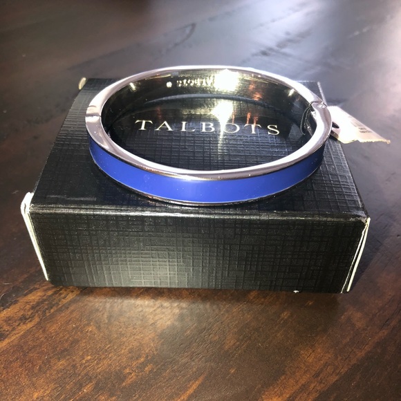 Talbots Blue Dazzle Rhodium Enamel Hinged Bracelet